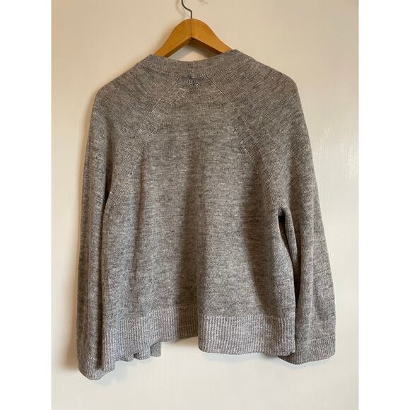 Eileen Fisher gray linen cotton open cardigan sweater solid lagenlook Size L - Picture 2 of 5